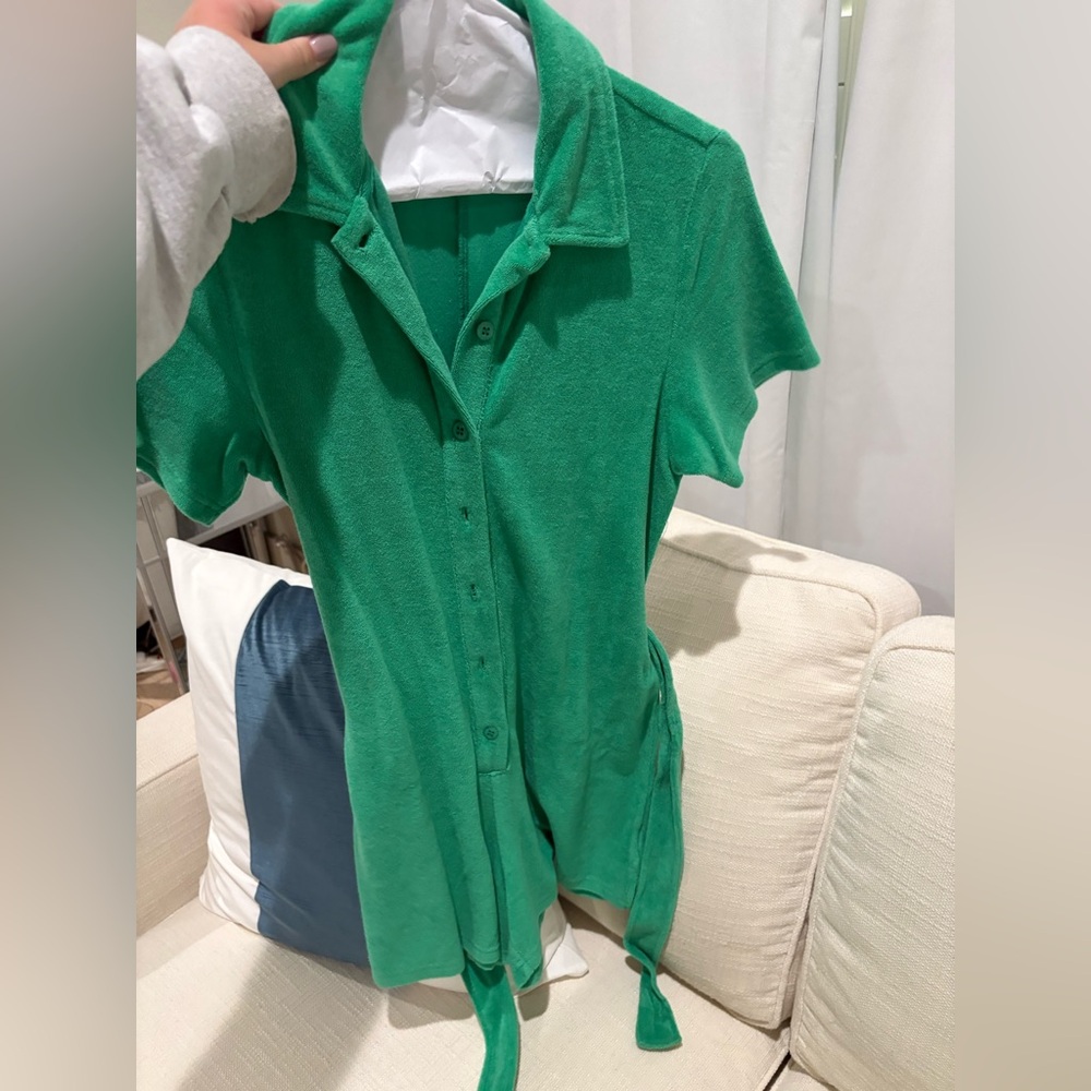 Rails terry cloth romper with tie at waist